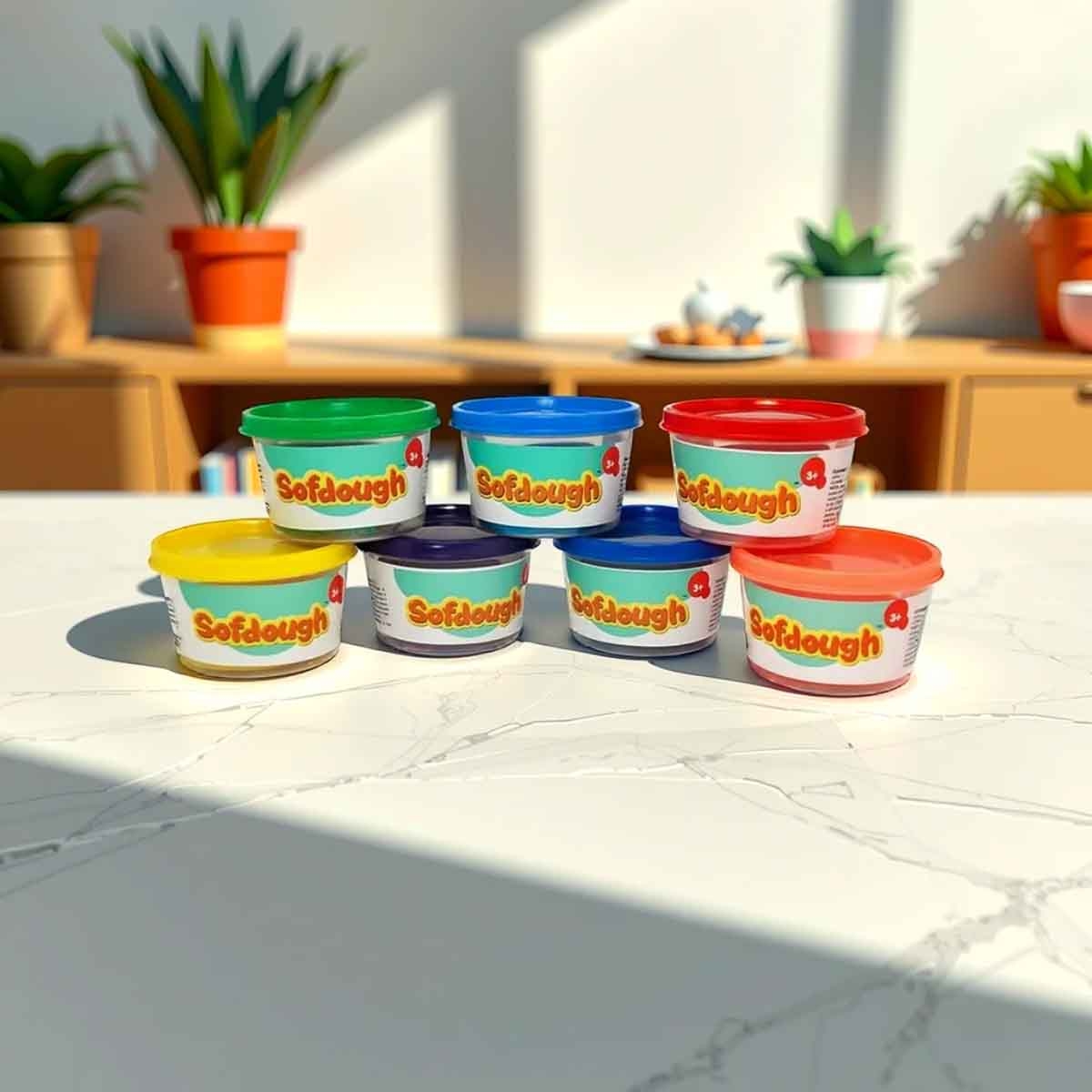 فن سكول مجموعة عجين ألوان قوس قزح ناعمة عدد 7 للأولاد والبنات عمر 3-4 سنوات