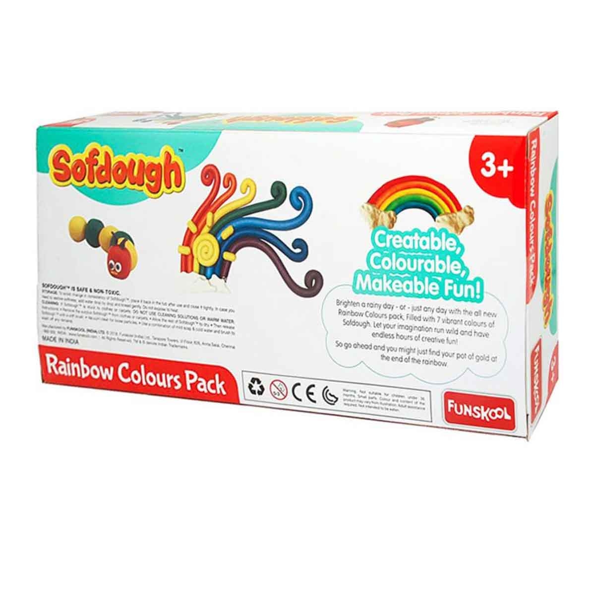 فن سكول مجموعة عجين ألوان قوس قزح ناعمة عدد 7 للأولاد والبنات عمر 3-4 سنوات