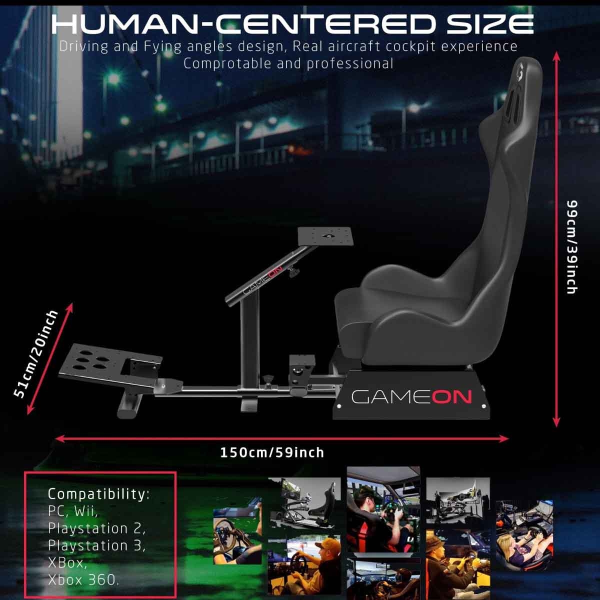 جيم أون منصة محاكاة ألعاب سباقات Master Pro موديل GOMPR-5091 باللون الأسود