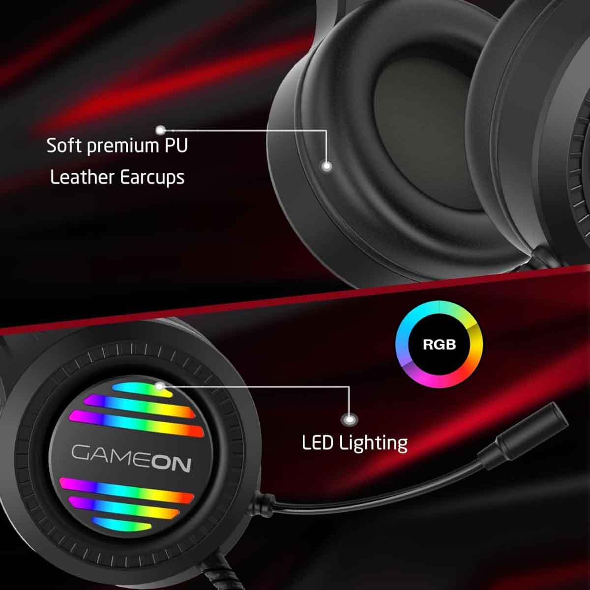 جيم أون سماعة ألعاب سلكية بإضاءة RGB موديل GOT100 Ravenstrike باللون الأسود