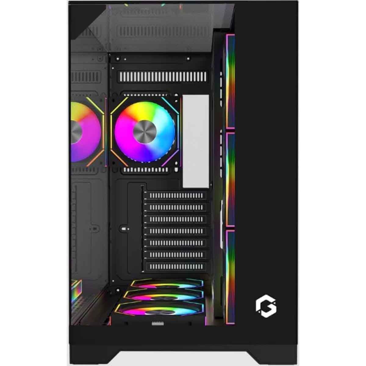 جيم أون كيس كمبيوتر متوسط الحجم للألعاب من سلسلة Valkyrie I باللون الأسود