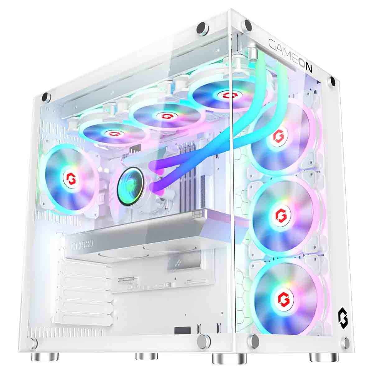 جيم أون كيس كمبيوتر متوسط الحجم للألعاب من سلسلة Emperor Midnight II باللون الأبيض