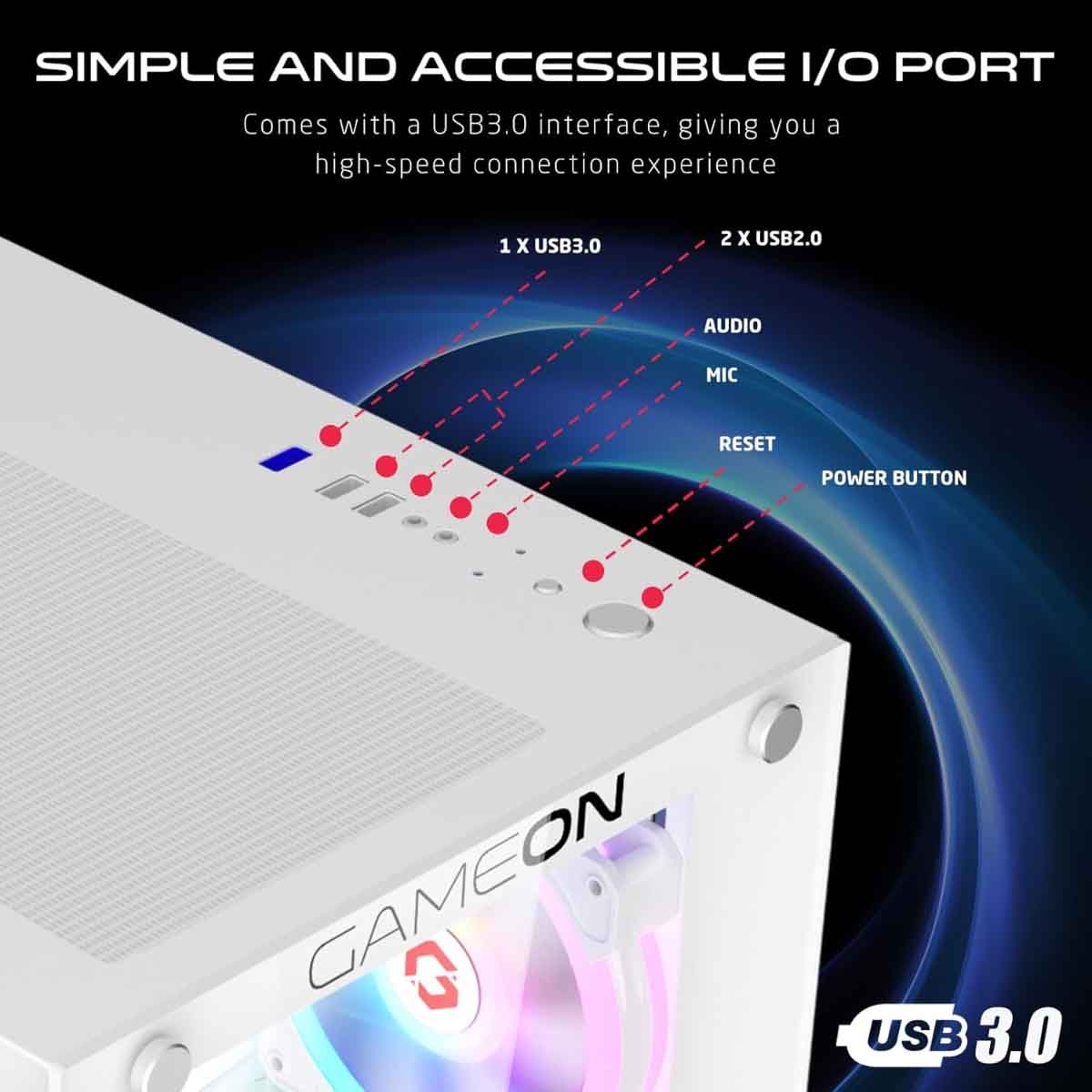 جيم أون كيس كمبيوتر متوسط الحجم للألعاب من سلسلة Emperor Midnight II باللون الأسود