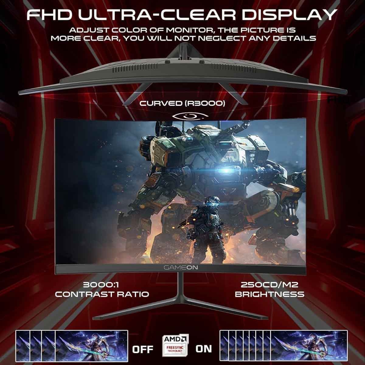 جيم أون شاشة ألعاب منحنية FHD بحجم 24" 180Hz VA موديل GOC24F180VA