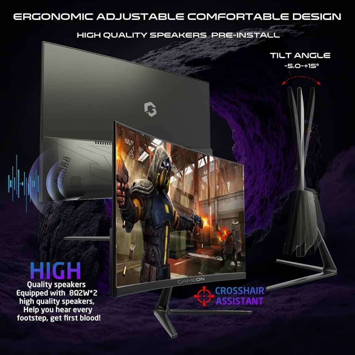 جيم أون شاشة ألعاب منحنية FHD بحجم 24" 180Hz VA موديل GOC24F180VA