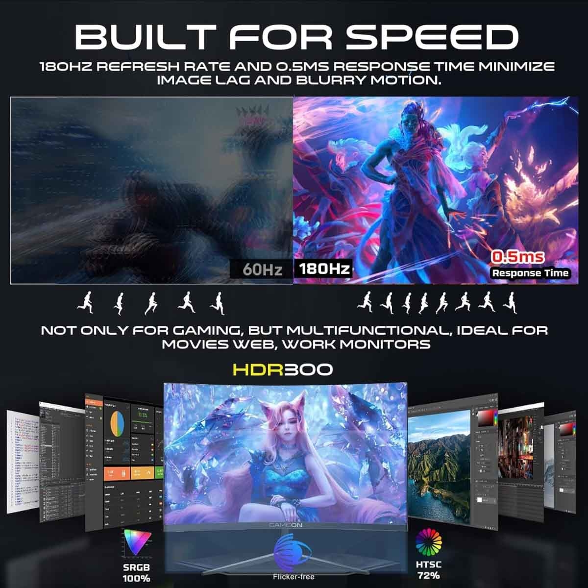 جيم أون شاشة ألعاب منحنية QHD بحجم 27" 180Hz VA موديل GOC27Q180VA