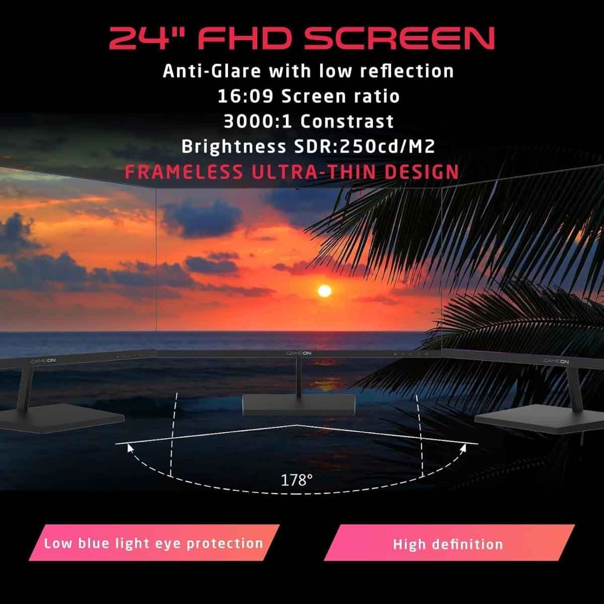 جيم أون شاشة ألعاب FHD بحجم 24" 75Hz VA سوداء موديل GB24F75