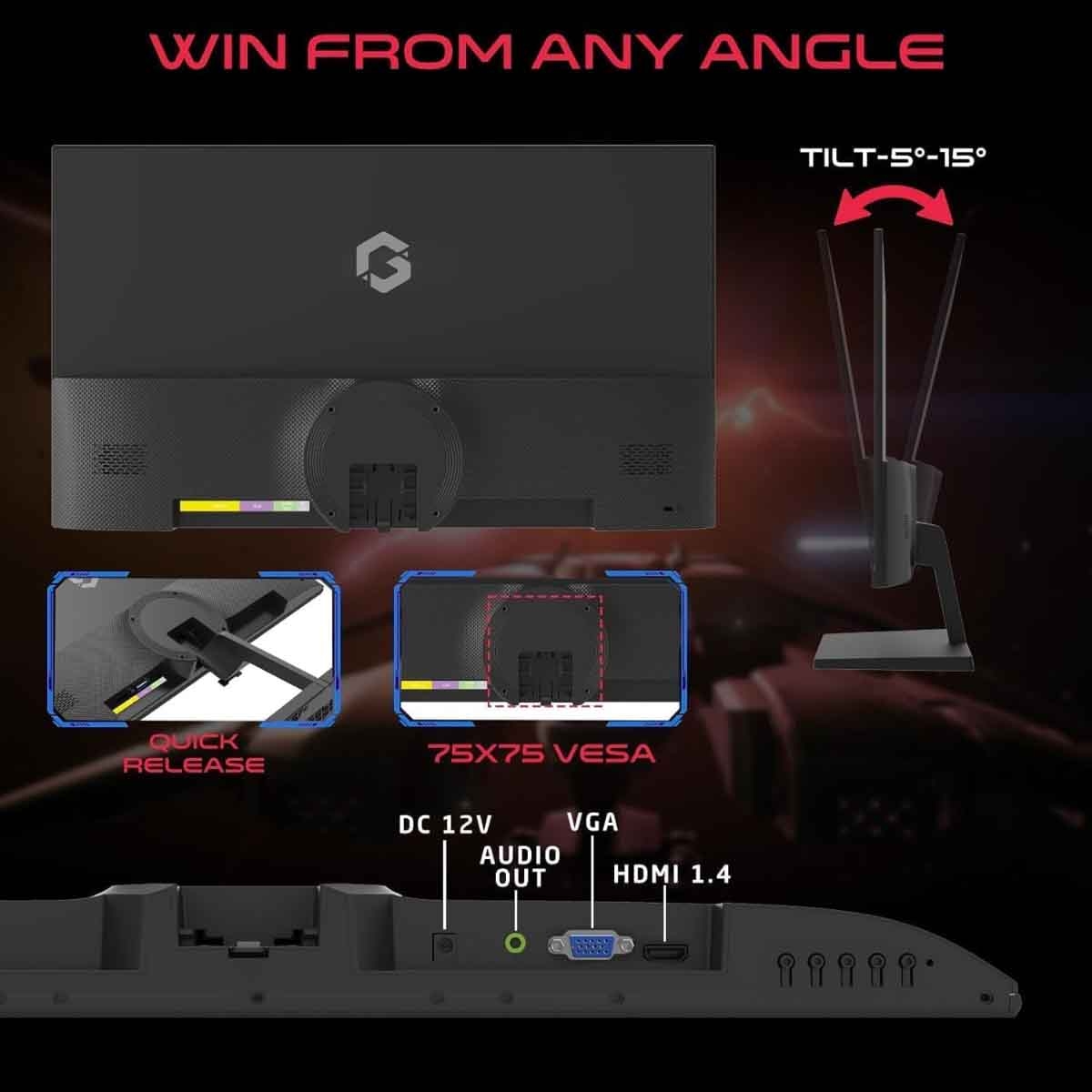 جيم أون شاشة ألعاب FHD بحجم 24" 75Hz VA سوداء موديل GB24F75