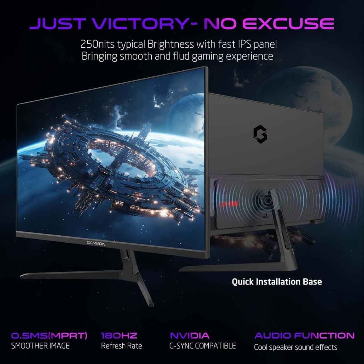 جيم أون شاشة ألعاب QHD بحجم 24" 180Hz IPS سوداء موديل GOAE24QHD180IPS