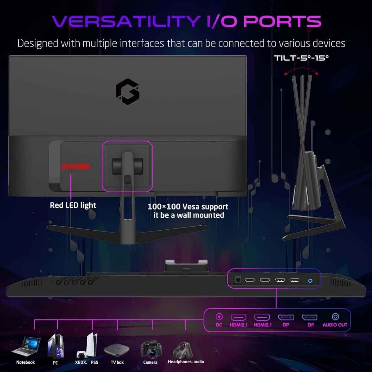 جيم أون شاشة ألعاب QHD بحجم 24" 180Hz IPS سوداء موديل GOAE24QHD180IPS