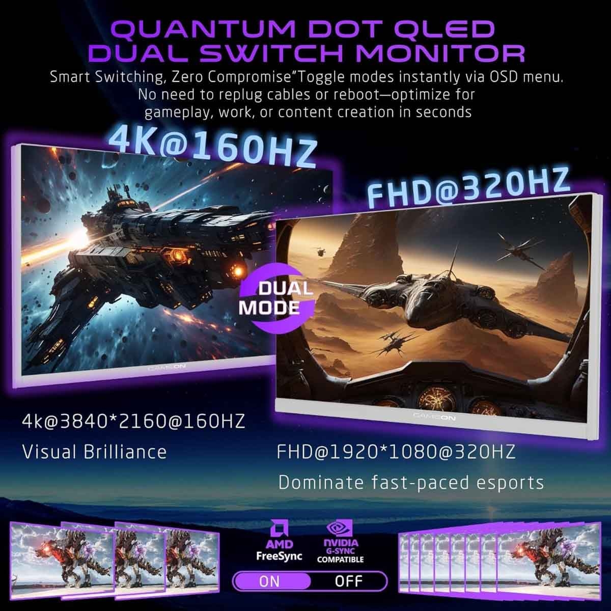 جيم أون شاشة ألعاب 4K UHD بحجم 27" 320Hz Fast IPS سوداء