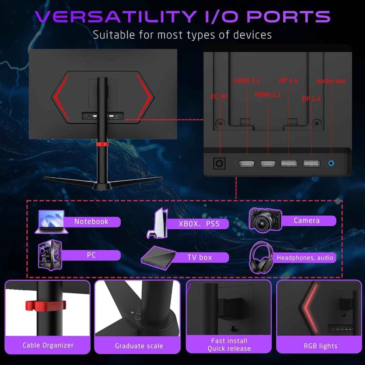 جيم أون شاشة ألعاب 4K UHD بحجم 27" 320Hz Fast IPS سوداء