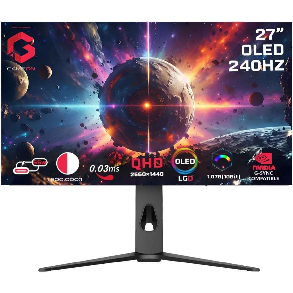 جيم أون شاشة ألعاب OLED QHD بحجم 27" 240Hz IPS سلسلة Signature X سوداء موديل GO27OLED2K