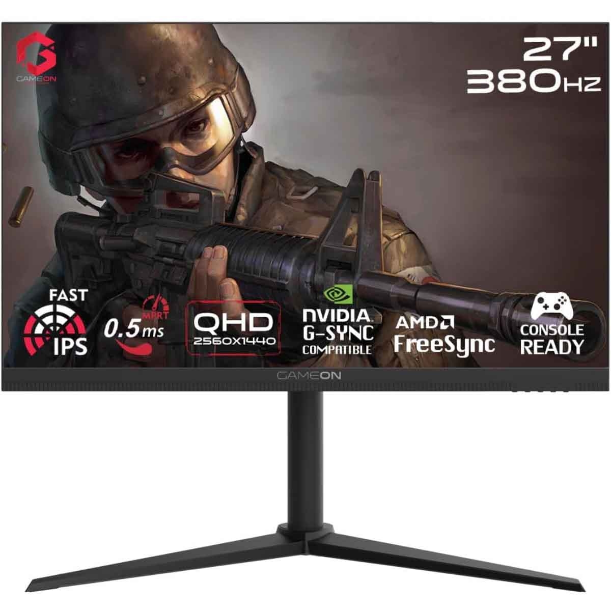جيم أون شاشة ألعاب QHD بحجم 27" 380Hz Fast IPS سلسلة Midnight Pro سوداء موديل GOMP27QHD380IPS