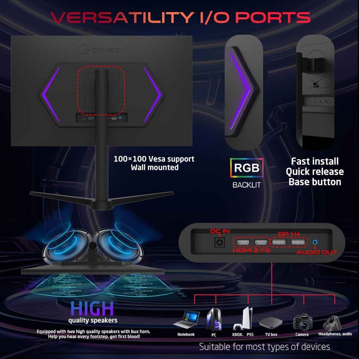 جيم أون شاشة ألعاب QHD بحجم 27" 380Hz Fast IPS سلسلة Midnight Pro سوداء موديل GOMP27QHD380IPS