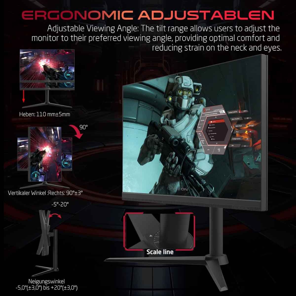 جيم أون شاشة ألعاب QHD بحجم 27" 380Hz Fast IPS سلسلة Midnight Pro سوداء موديل GOMP27QHD380IPS