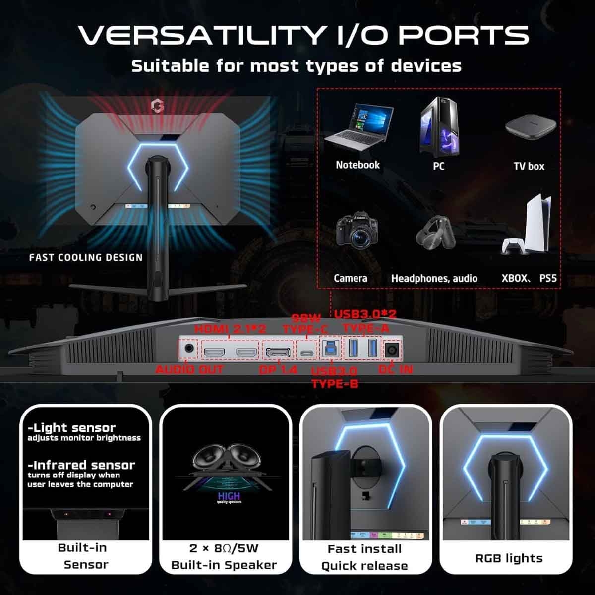 جيم أون شاشة ألعاب OLED 4K UHD بحجم 32" 480Hz IPS سلسلة Signature X Dual Switch سوداء موديل GO32OLED4K