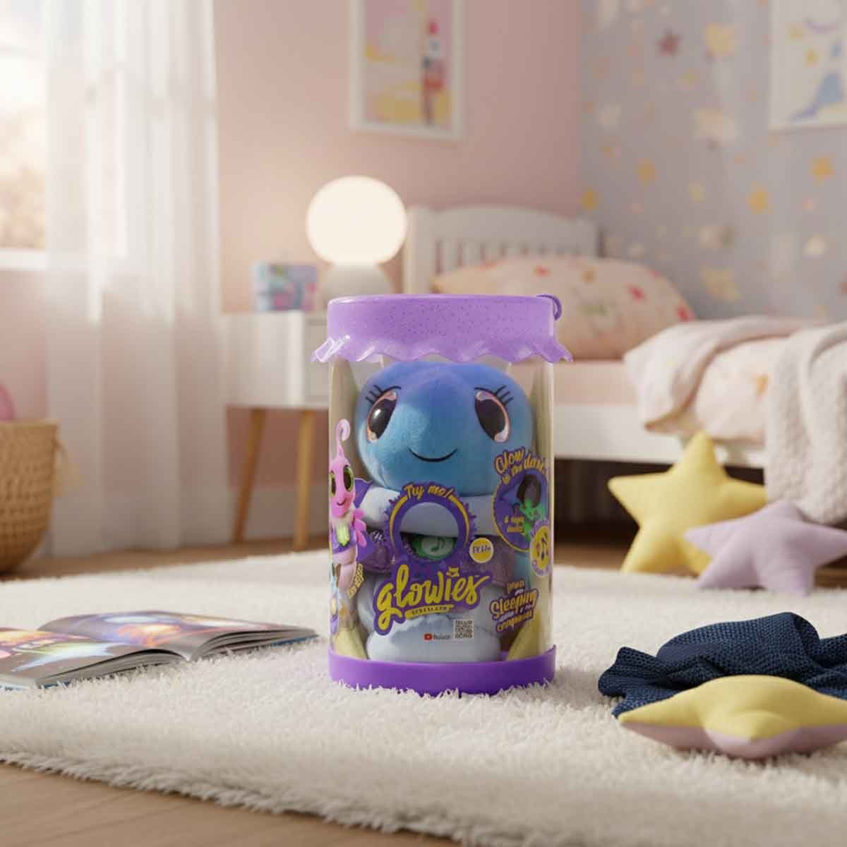 غلوويز لعبة محشوة مضيئة حشرات مضيئة زرقاء للجنسين، 3-4 سنوات