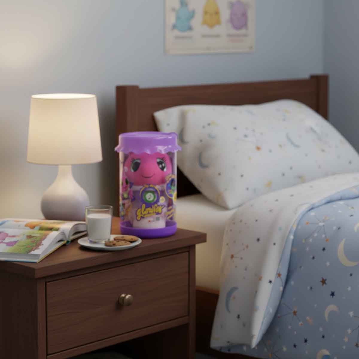 غلوويز لعبة محشوة مضيئة حشرات مضيئة وردية للجنسين، 3-4 سنوات