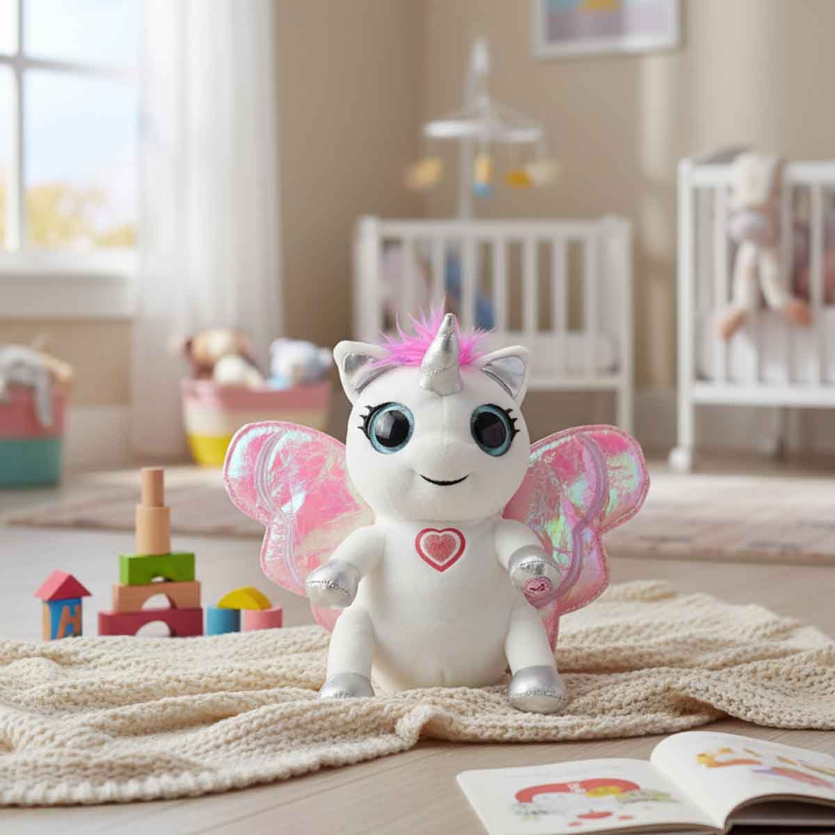 غلوويز لعبة محشوة يونيكورن بلمسة سحرية ورفيق نوم ناعم للجنسين، 3-4 سنوات