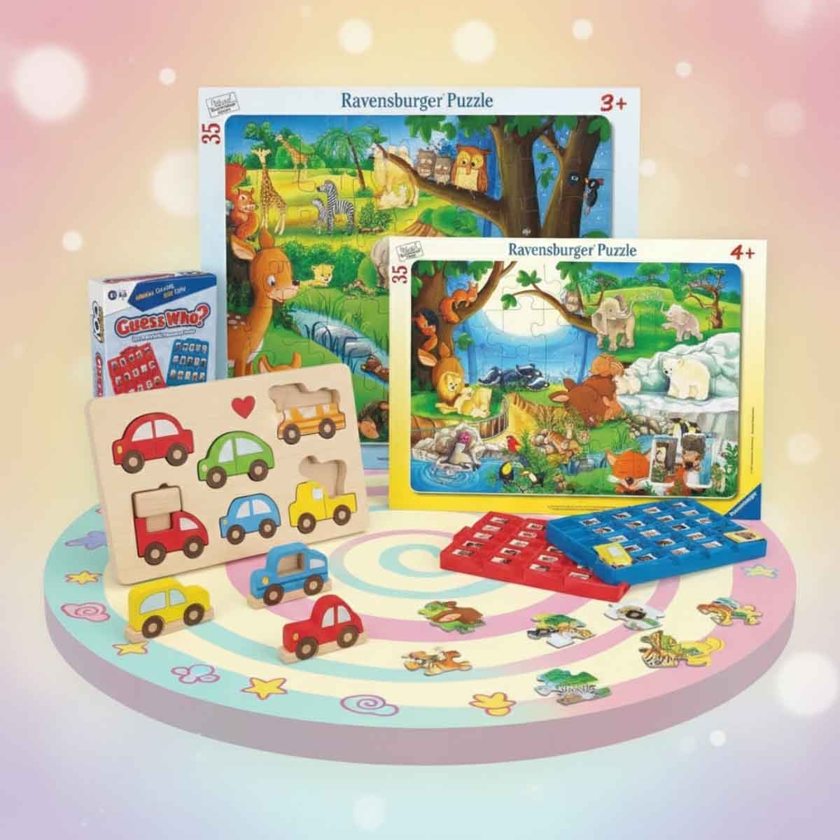 هاسبرو مجموعة لعبة من هو؟ مع أحجية ميليسا آند دوغ وأحجية الحيوانات من رافنسبورجر، للجنسين، 5-7 سنوات