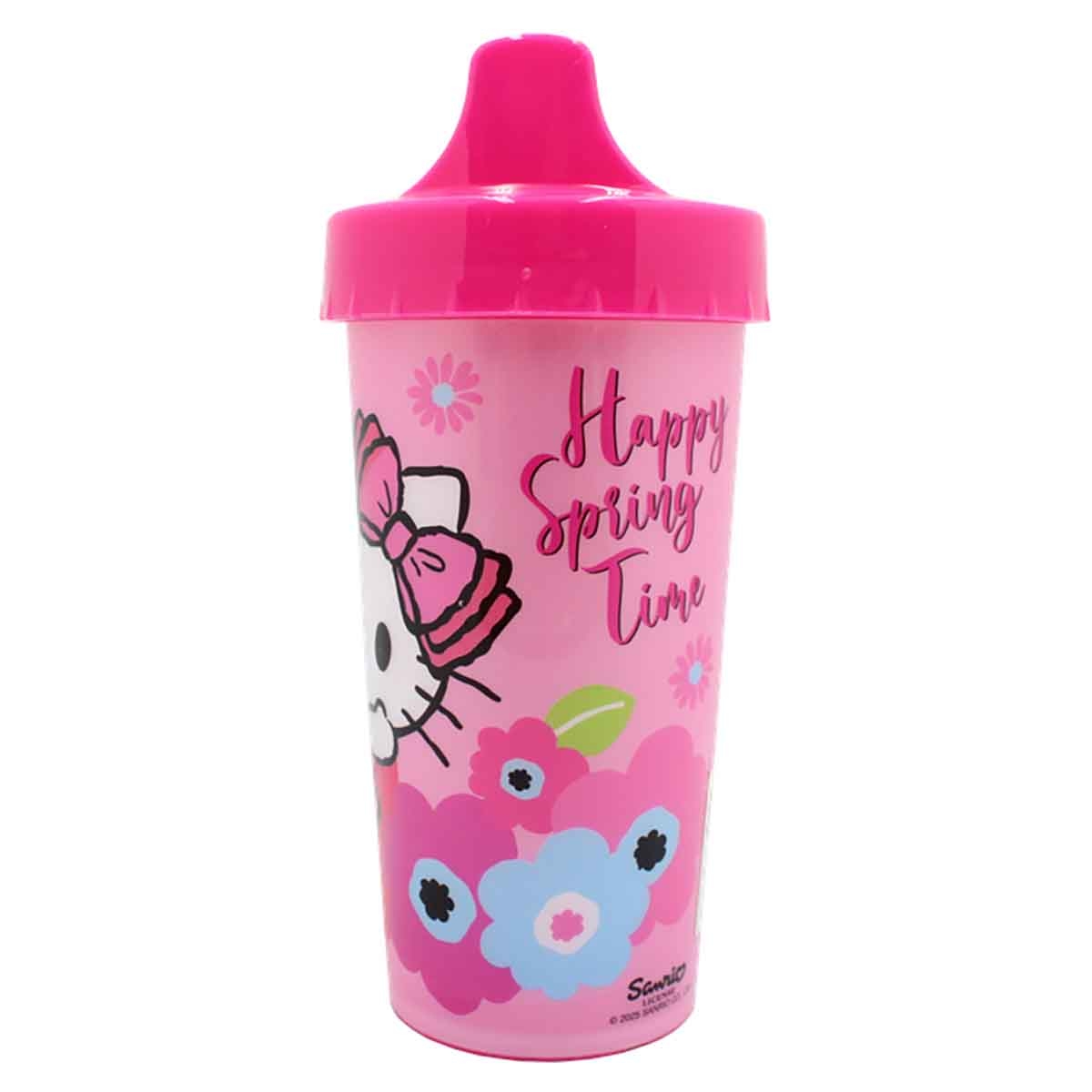 هيلو كيتي كوب شرب وردي قابل لإعادة الاستخدام مع شفاطة