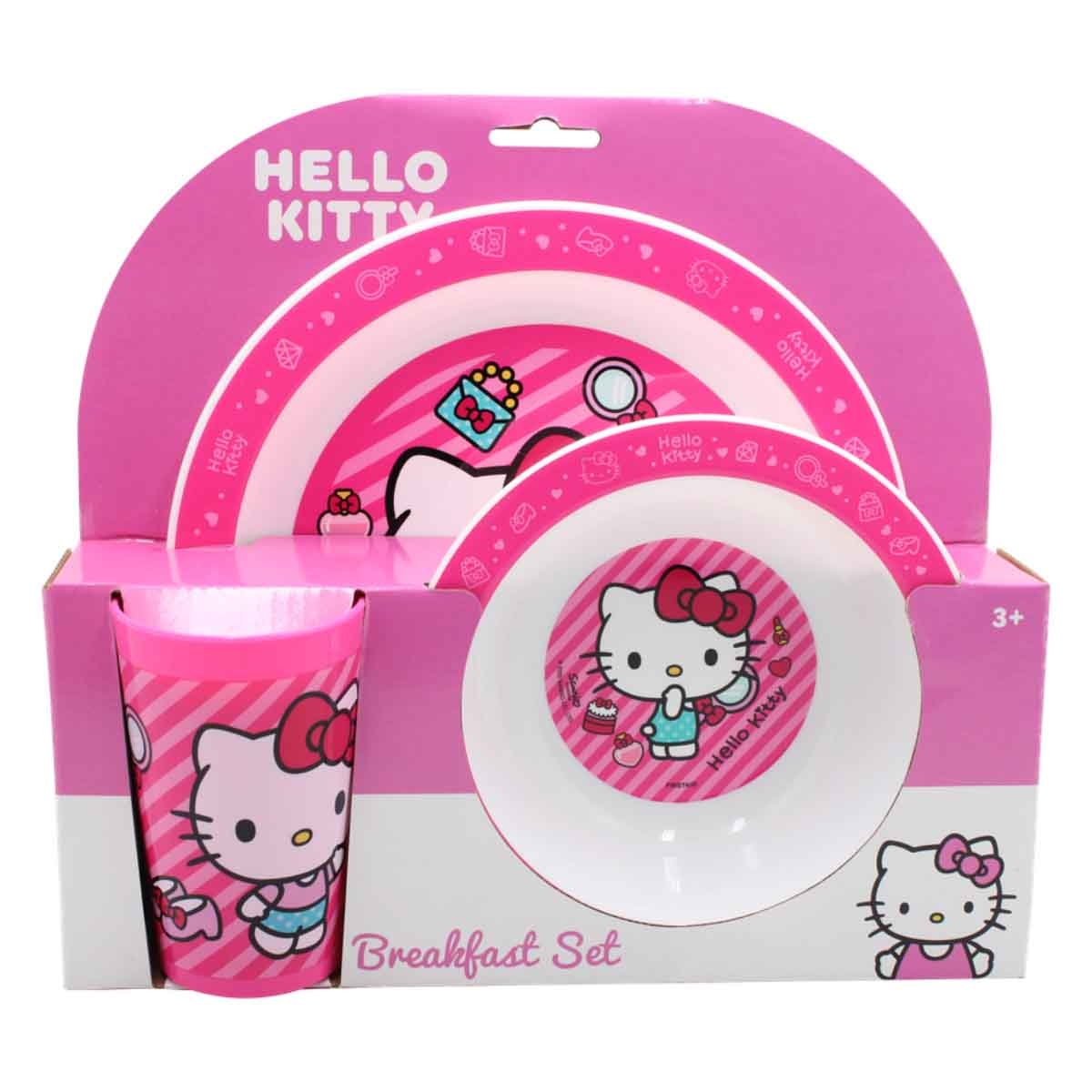 هيلو كيتي طقم إفطار أطفال من 3 قطع آمن للاستخدام في الميكروويف