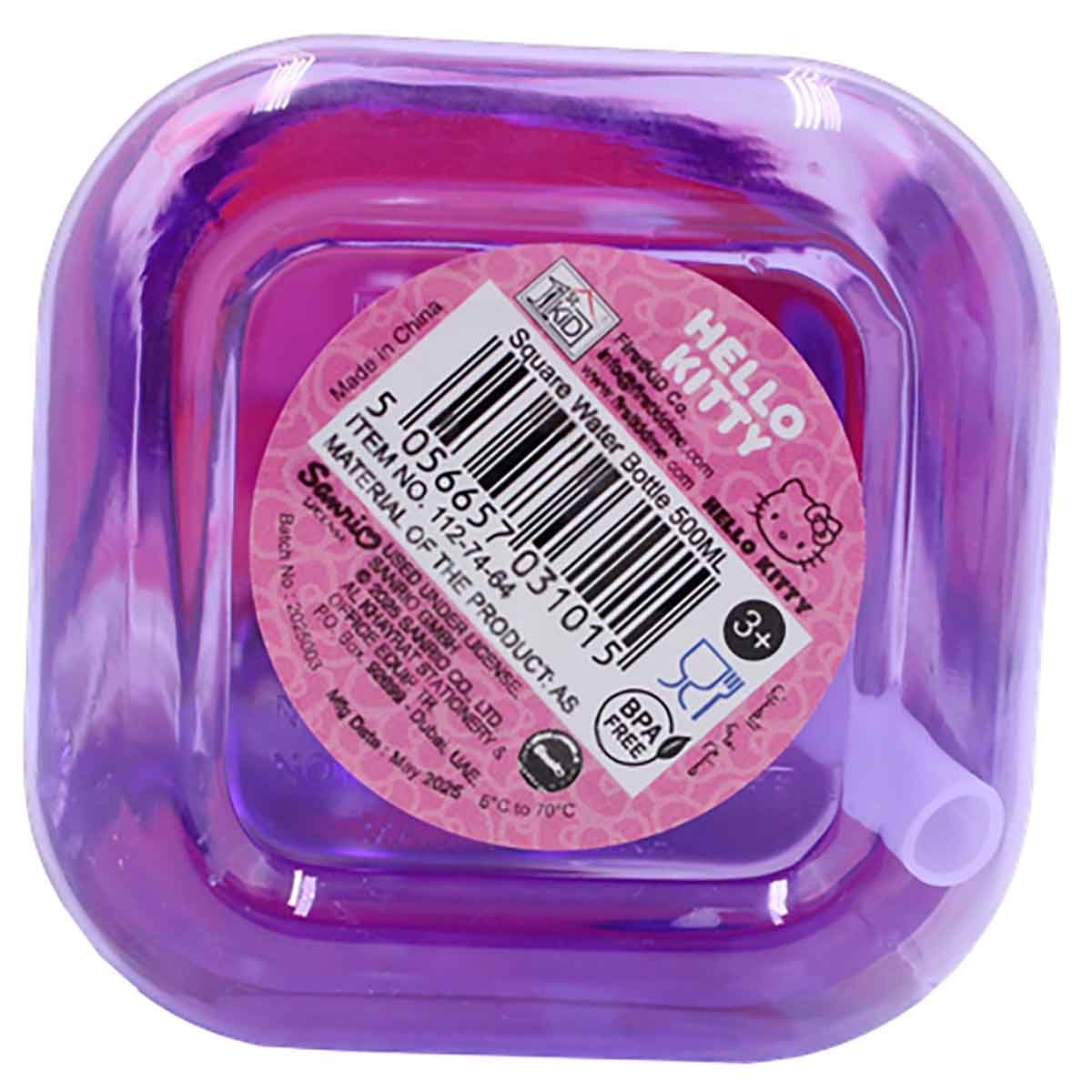 هيلو كيتي زجاجة ماء مربعة بتصميم لطيف ومضغوط