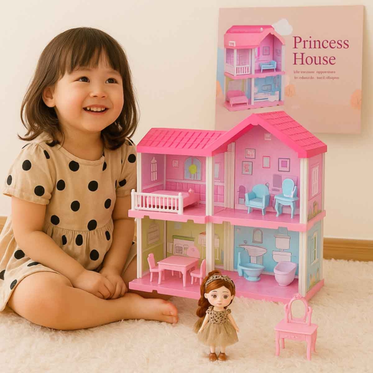 هوايدا تويز مجموعة فيلا ودمية، للجنسين، 3-4 سنوات