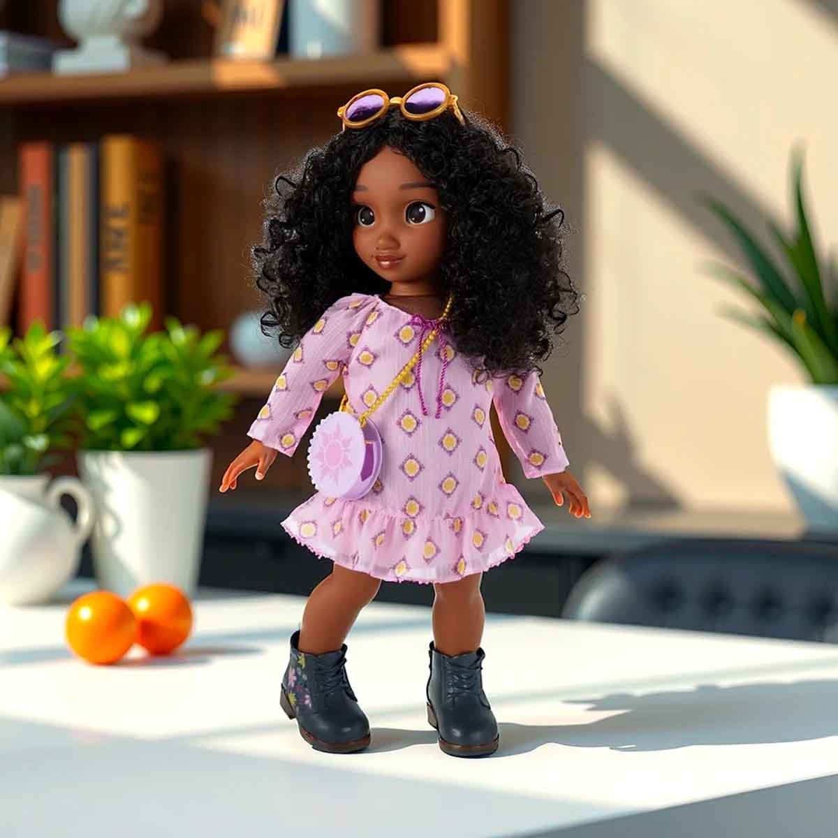 ديزني آيلي فورإيفر فستان دمية مستوحى من رابونزل للبنات، عمر 3-4 سنوات