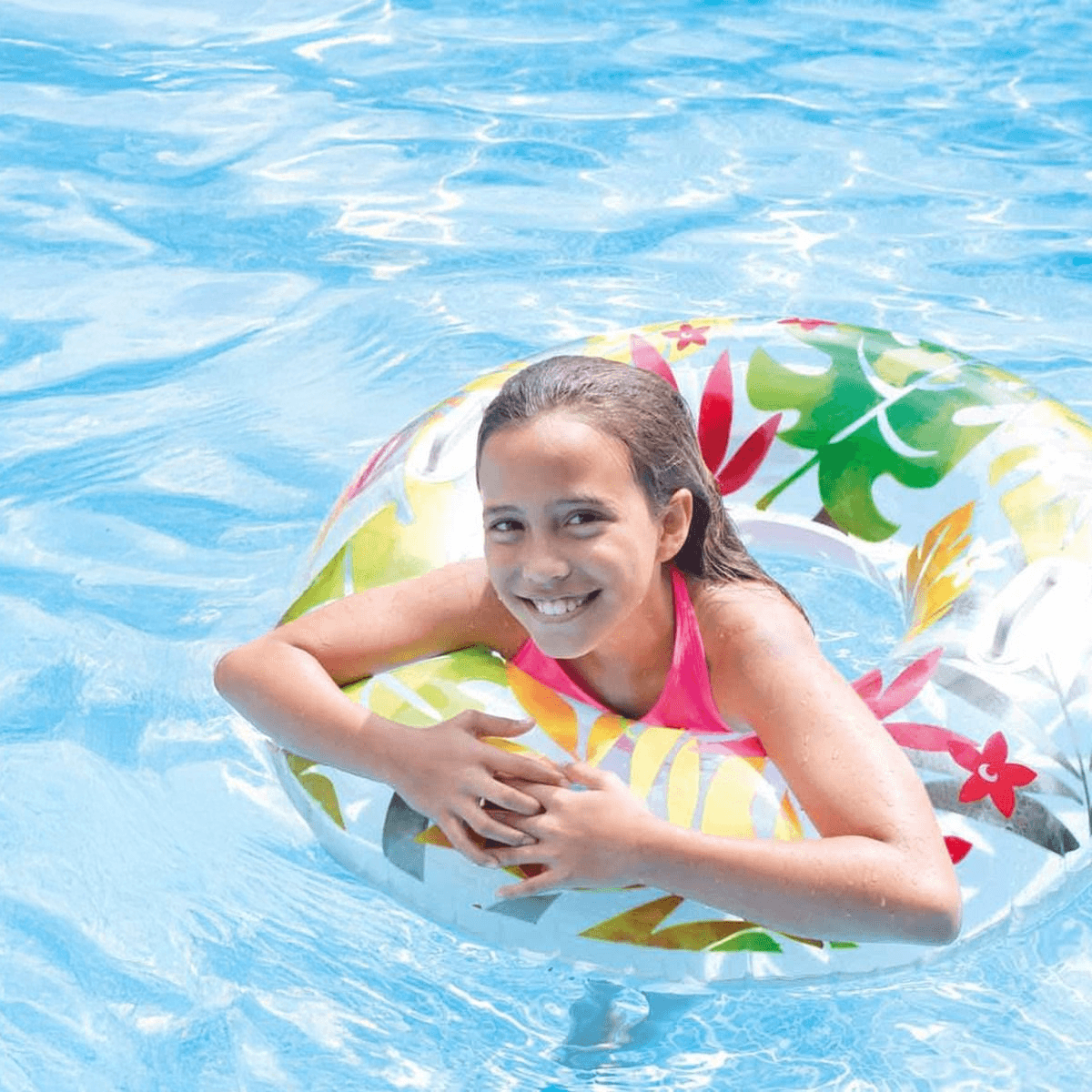 إنتكس عوامة أنبوب شفاف بنقشة زهرة استوائية للجنسين، من 8 إلى 10 سنوات