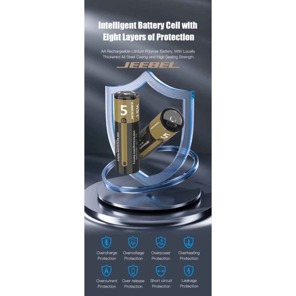 جيبل بطاريات ليثيوم AA بقدرة 2800mWh