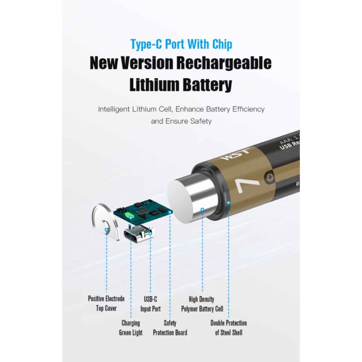 جيبل بطاريات ليثيوم AAA بقدرة 800mWh