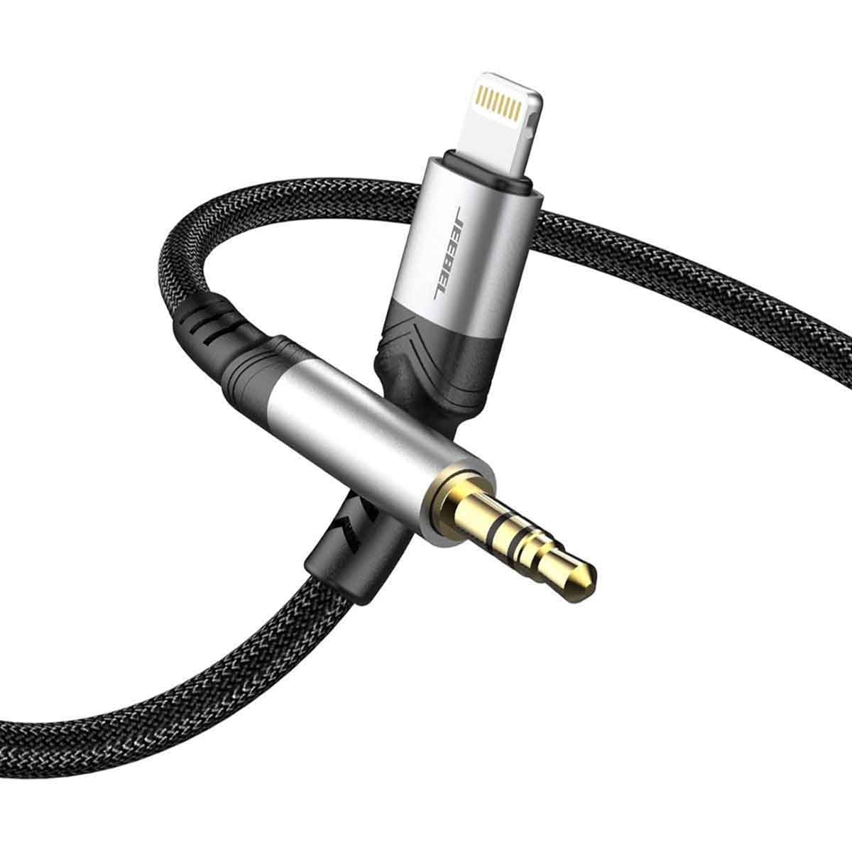 جيبل كابل AUX لايتنينغ إلى 3.5 مم بطول 1.2 متر معتمد MFi باللون الأسود