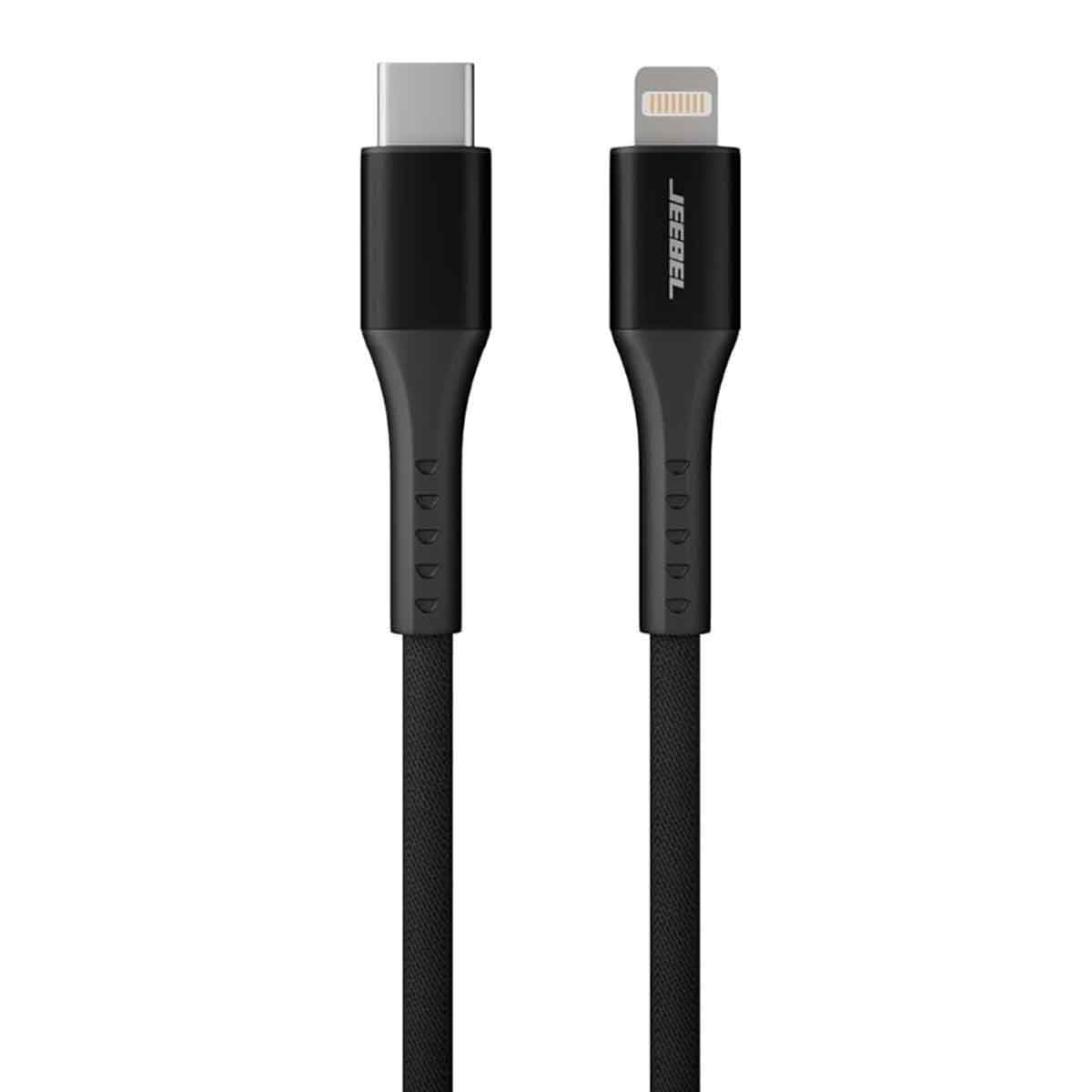 جيبل كابل USB-C إلى لايتنينغ مضفر بطول 1.2 متر باللون الأسود