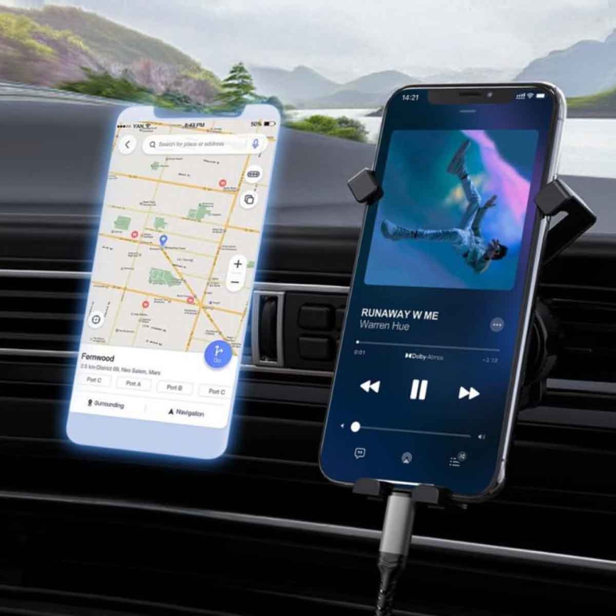 جيبل كابل صوت AUX مضفر USB-C إلى 3.5 مم بطول 1 متر باللون الأسود
