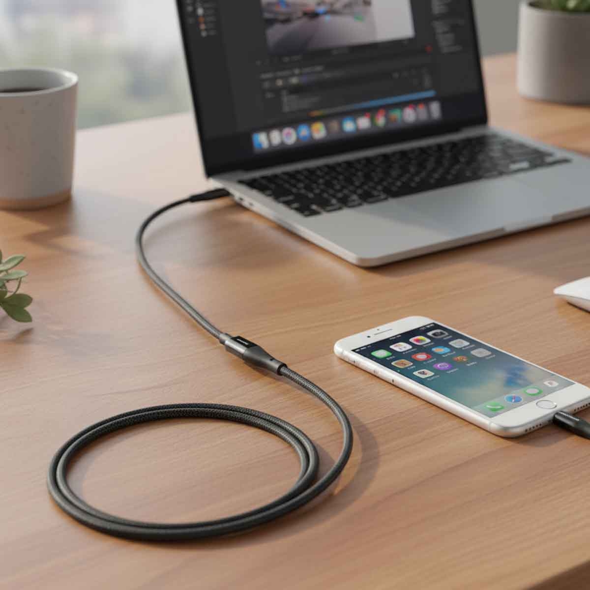 جيبل كابل USB-C إلى لايتنينغ مضفر بطول 2 متر باللون الأسود