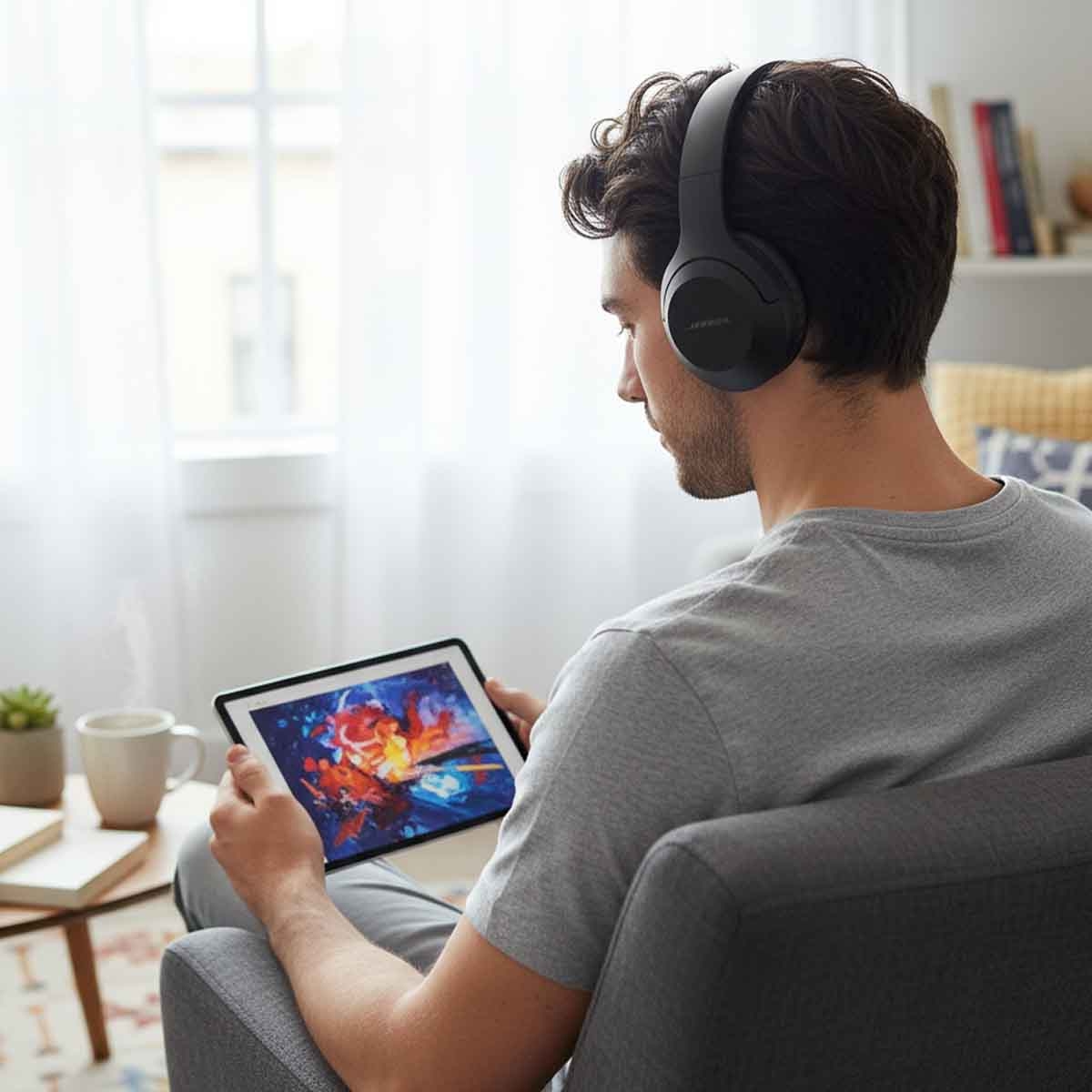 جيبل سماعة رأس لاسلكية تدعم AUX وUSB وبطاقة SD باللون الأسود