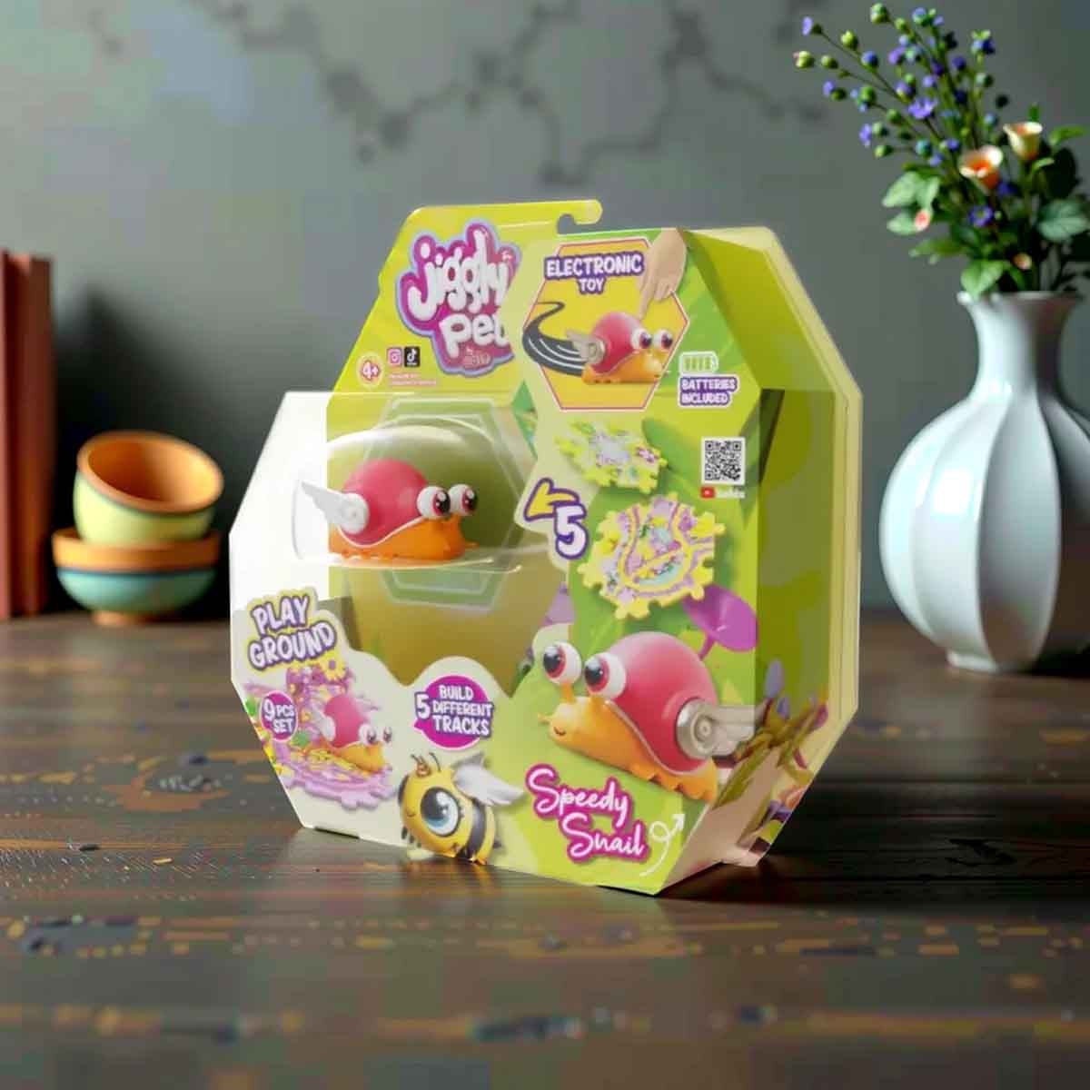 جيغلي بيتس حلزون برتقالي من مجموعة ملعب الحشرات للجنسين، عمر 5-7 سنوات