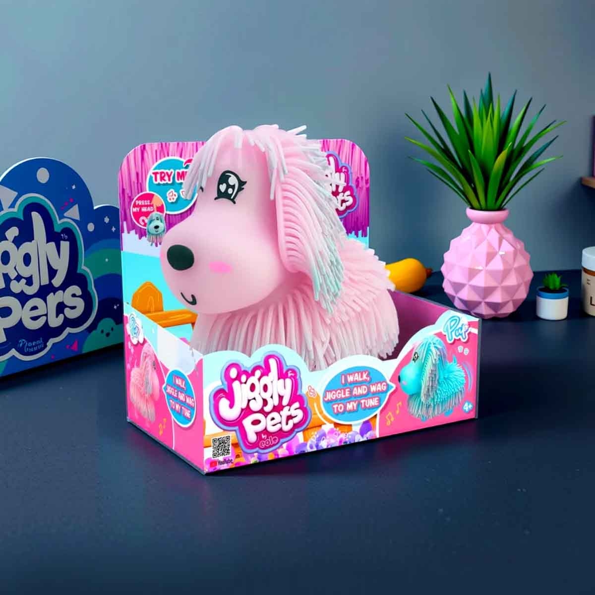 جيغلي بيتس تمثال وجه جرو وردي بتعابير وجه للأطفال من عمر 5 إلى 7 سنوات