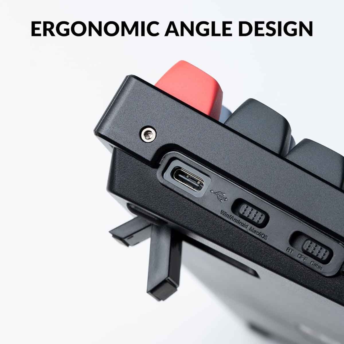 كايكرون K8 برو أسود لوحة مفاتيح ميكانيكية لاسلكية للألعاب بأزرار حمراء قابلة للتبديل وهيكل ألمنيوم مع إضاءة RGB