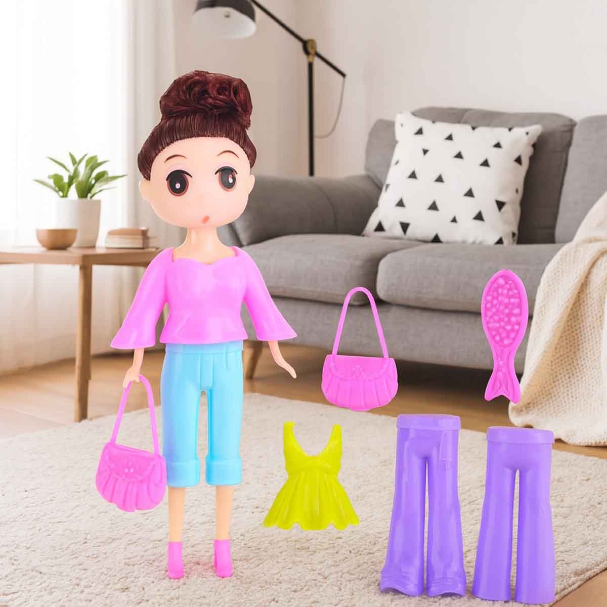 كيدز برو مجموعة دمى أزياء أميرة صغيرة 7 قطع للبنات من عمر 3-4 سنوات