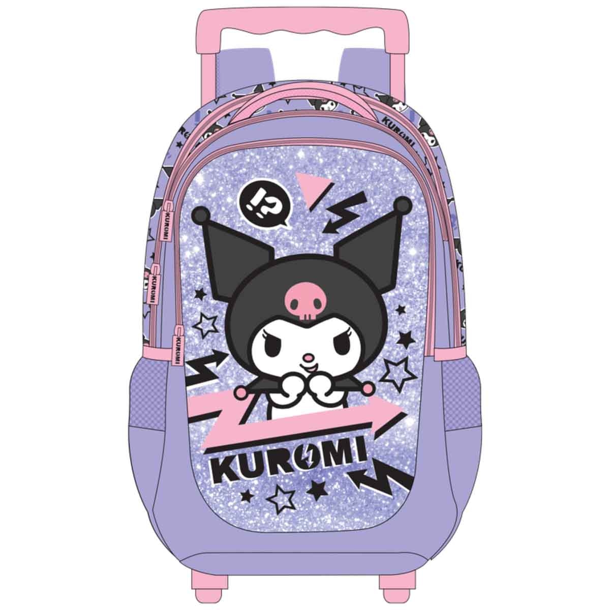 كورومي حقيبة ترولي سانريو بنفسجية بتصميم كرتوني مقاس 16 انش
