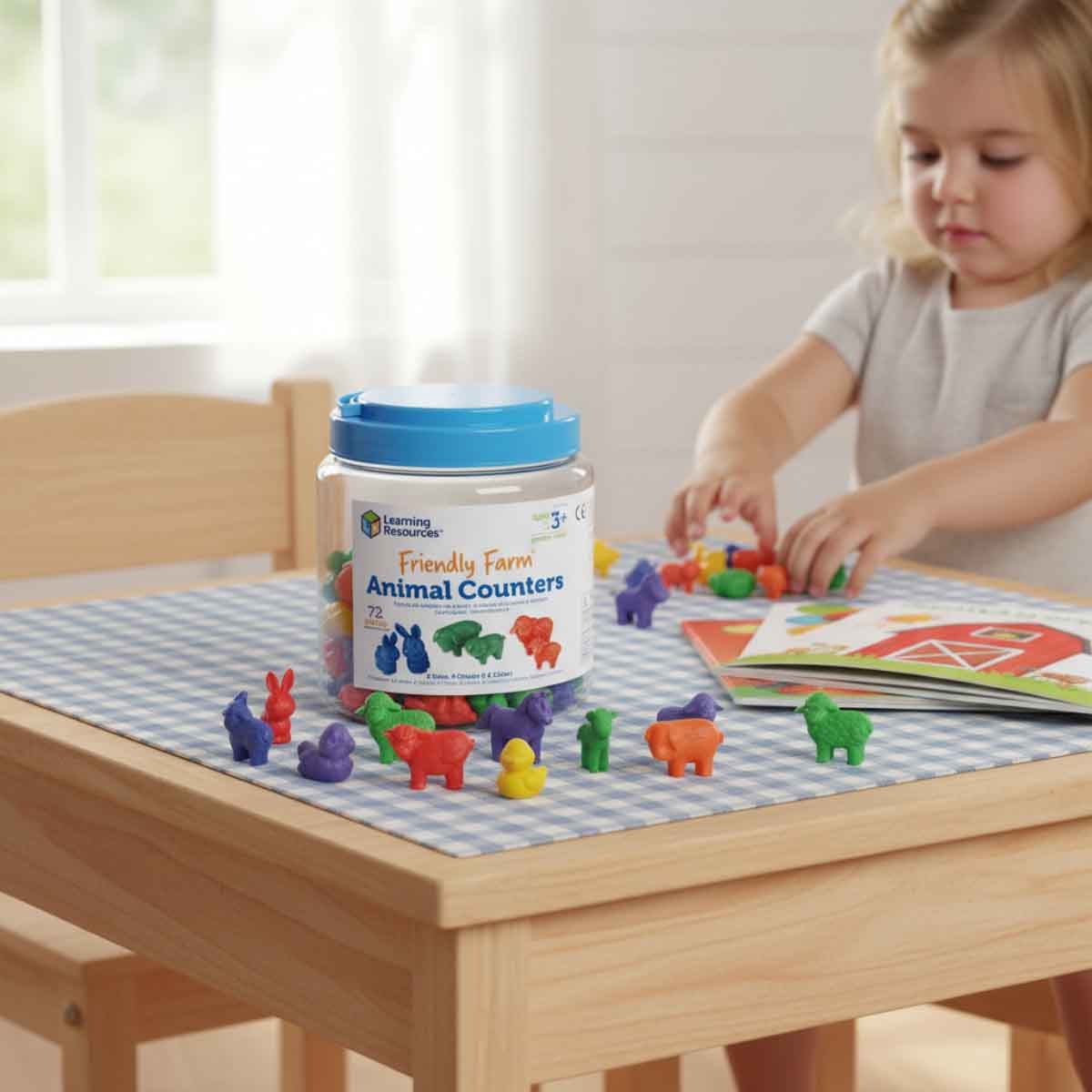 ليرننغ ريسورسز مجموعة عدادات حيوانات المزرعة الودية 72 قطعة للجنسين، 3-4 سنوات