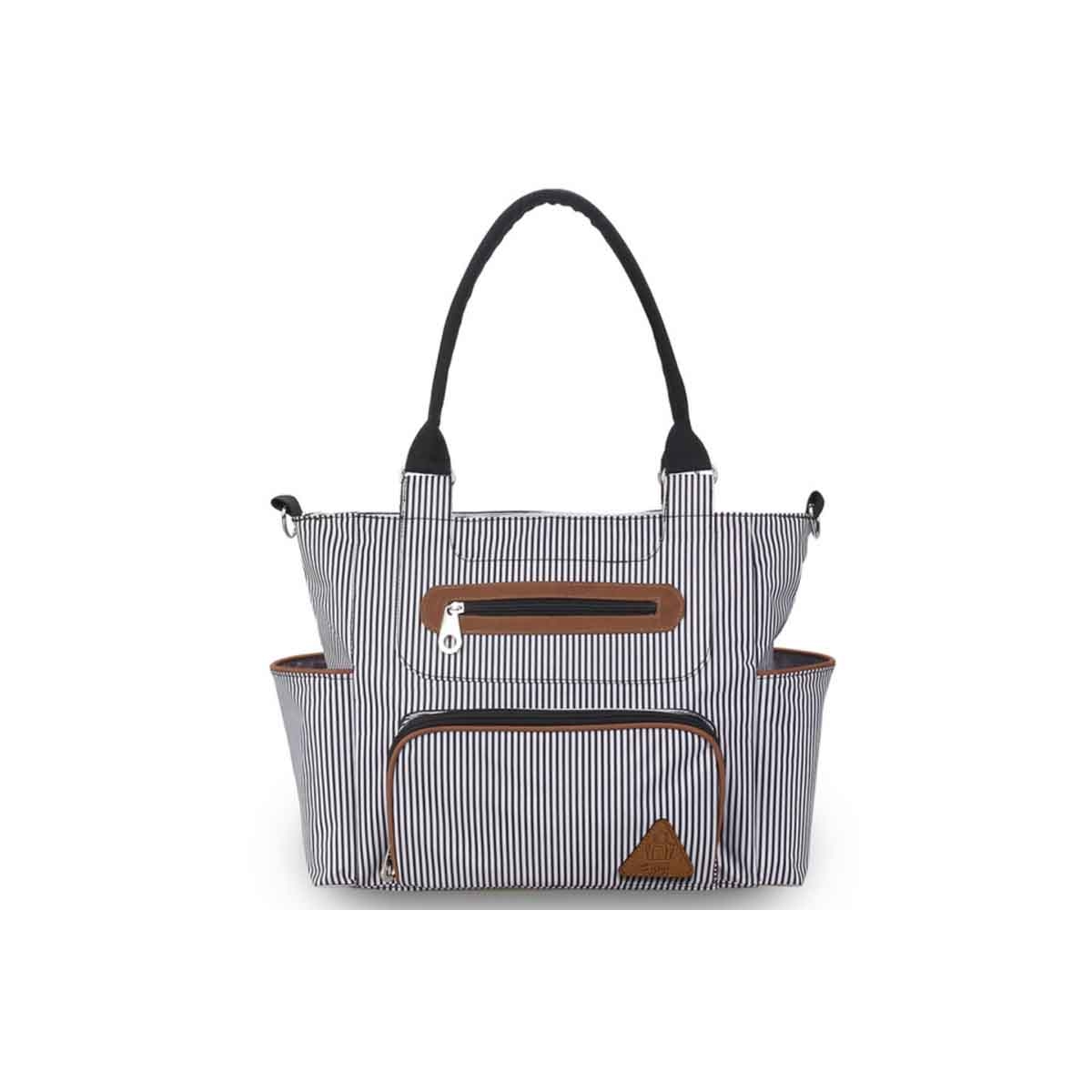 ليتل ستوري حقيبة حفاضات سوداء مع خطافات، مجموعة من 6