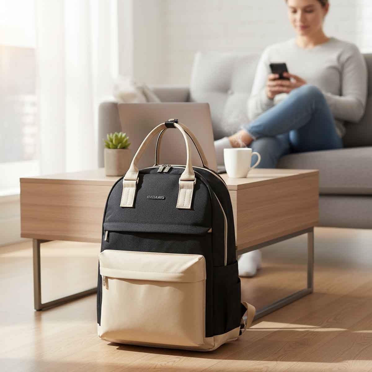 ليتل ستوري حقيبة حفاضات ظهر كينزي للسفر أسود للأم والأب