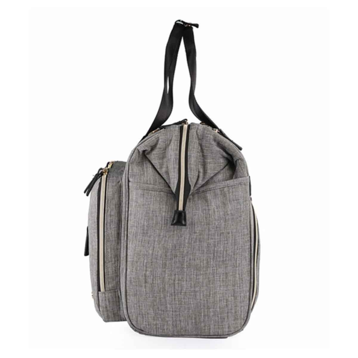 ليتل ستوري حقيبة حفاضات XL جابرييل للأم والأب باللون الرمادي مع سجادة تغيير