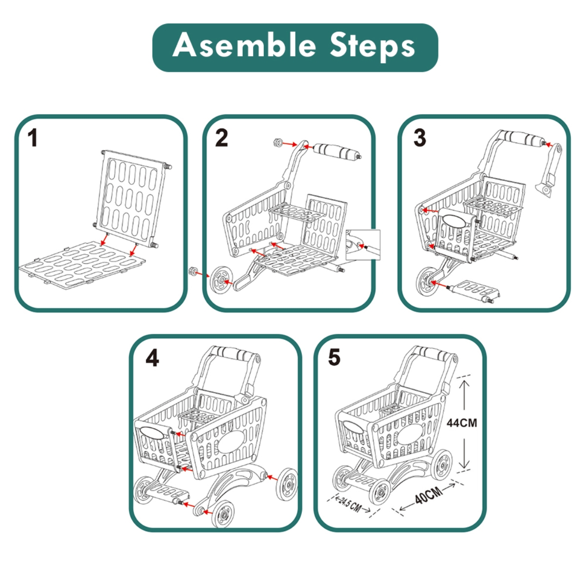 ليتل ستوري مجموعة لعب عربة تسوق السوق خضراء للجنسين، 3-4 سنوات