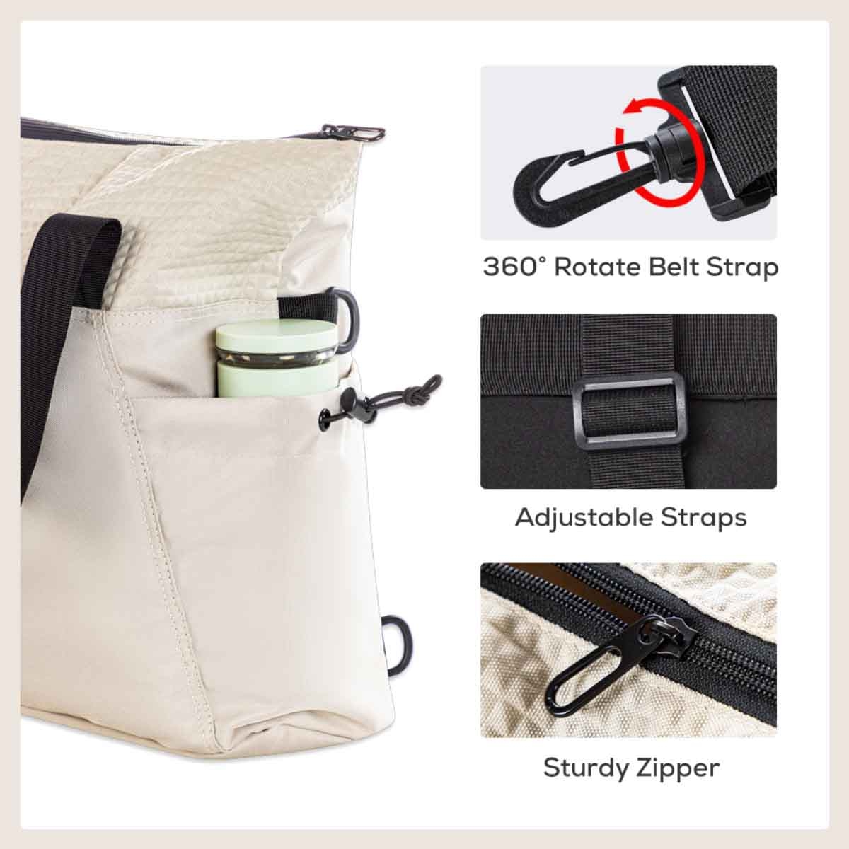 ليتل ستوري حقيبة حفاضات للأم باللون البيج مع سجادة تغيير