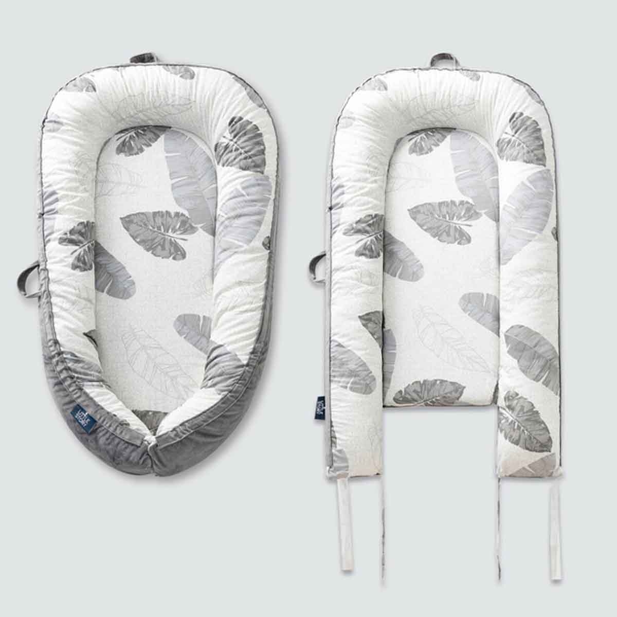 ليتل ستوري سرير استرخاء للمواليد بحشوة رمادية ناعمة قابلة للتنفس للأطفال 0-2 سنوات